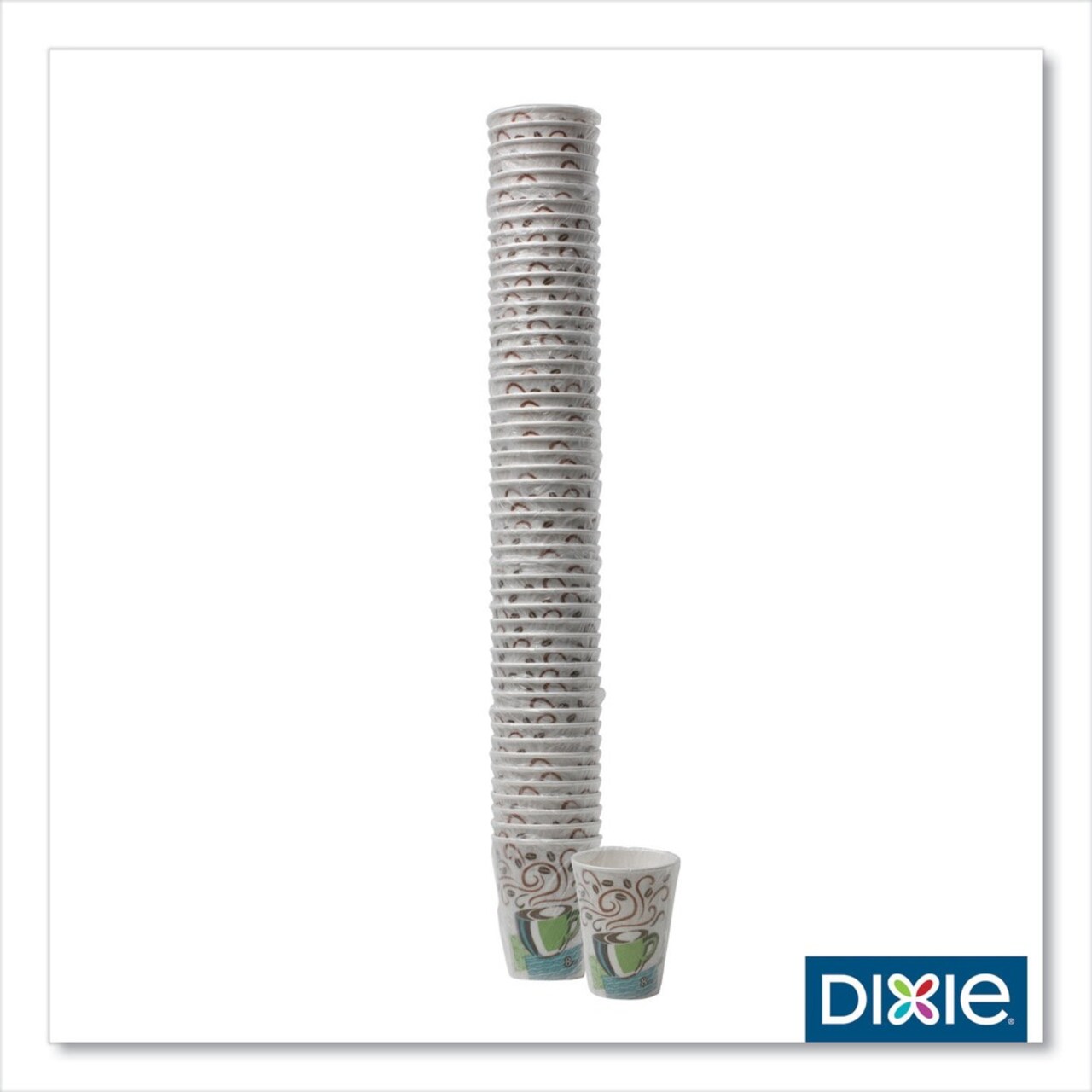 Dixie PerfecTouch 8 oz. Individually Wrapped Paper Hot Cups - Coffee Haze Design (50/Sleeve, 20 Sleeves/Carton)